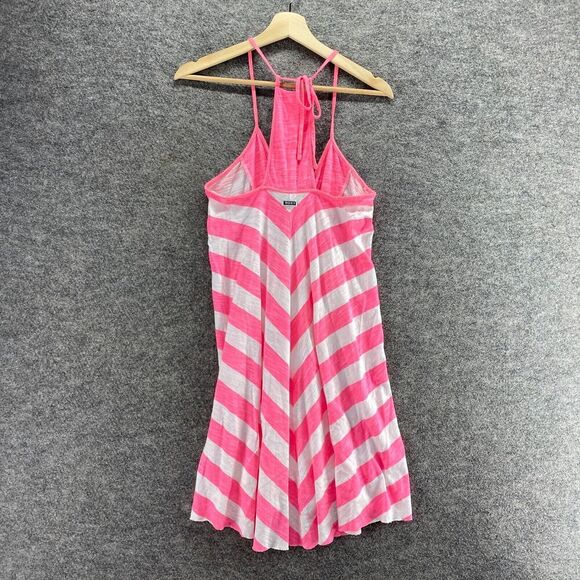 Roxy Dress Women M Medium Pink Striped Shift Short V-Neck Sleeveless Cotton - Picture 2 of 9